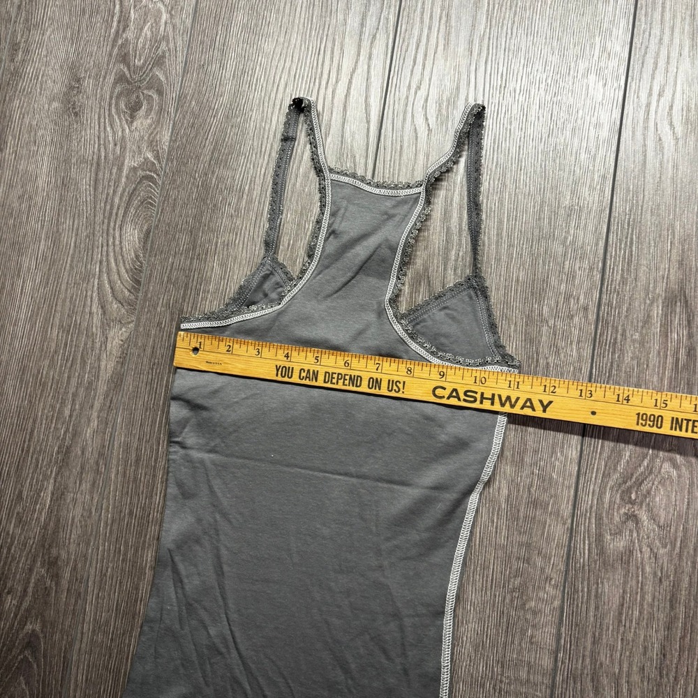 Abercrombie & Fitch Y2K Small Gray Lace Trim Racerback Cami Top Contrast Stitch - Picture 6 of 6